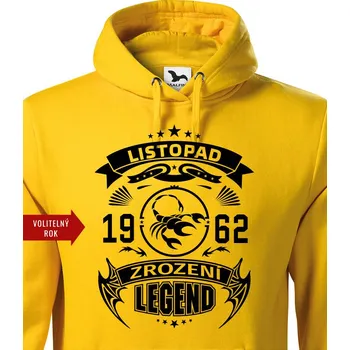 Pánská mikina Pánská mikina Zrození legendy, Barva Žlutá, Velikost L, Canvas Pánská mikina Bezvatriko.cz 0271