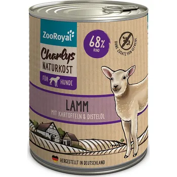 Krmivo pro psa ZooRoyal Charlys Naturkost jehněčí maso s bramborami a světlicovým olejem 6 × 800 g