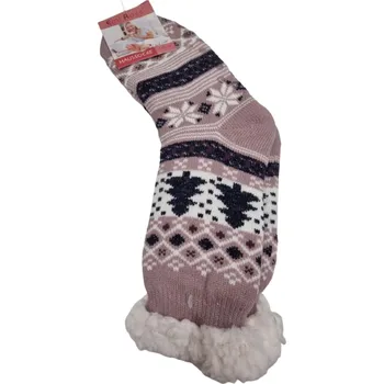 Dámské ponožky Teplé ponožky s kožíškem stromeček 39-42 fialová