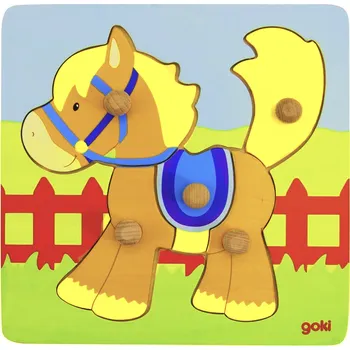 Puzzle GOKI Dřevěná vkládačka Koník 5 dílků