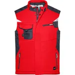 James&Nicholson Pánská softshellová vesta JN825 Red-Black S