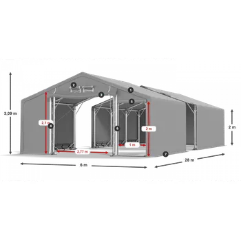 Zahradní stan Skladový stan celoroční 6x28x2m nehořlavá plachta PVC 600g/m2 konstrukce POLÁRNÍ