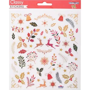 Vánoční dekorace Paper Design Nálepky Classy Vánoční mix II., blistr 15x19cm