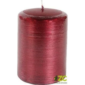 Svíčka Svíčka válec Kontury drátkovaný motiv 70x100 mm - metalická bordó