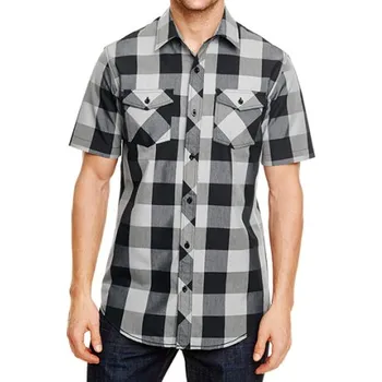 Pánská košile Burnside Pánská košile s krátkým rukávem BU9203 Black - White -Checked S