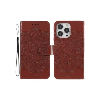 Pouzdro na mobilní telefon Knížkové pouzdro obal iPhone 13 Pro - květ mandala hnědá