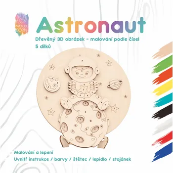 Dřevěná hračka Astronaut - Malování podle čísel