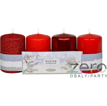 Svíčka Svíčka adventní 9 cm (4 ks) - červená/bordó (mix)