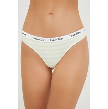 Kalhotky Dámská tanga D1617E 5XE bílá/žlutá - Calvin Klein žlutá-bílá M