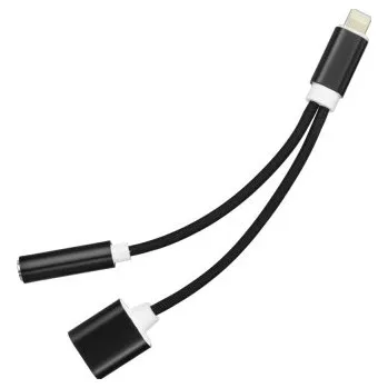 ADAPTÉR HF/AUDIO + NABÍJENÍ IPHONE LIGHTNING, černá