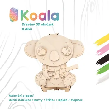 Dřevěná hračka Koala - Dřevěná 3D omalovánka