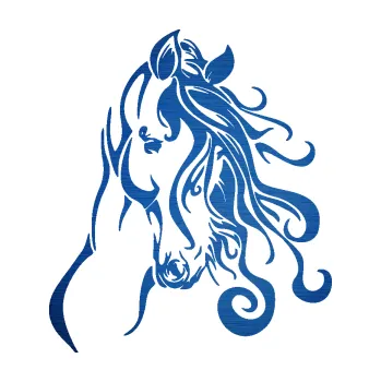 Samolepící dekorace SAMOLEPKA Kůň 094 pravá (65 - škrábaný kov modrý) NA AUTO, NÁLEPKA, FÓLIE, POLEP, TUNING, VLASTNÍ TEXT, TISK, AUTOSAMOLEPKY.cz, POLEPY, OBRÁZEK, LOGO, SAMOLEPKY