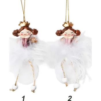 Vánoční dekorace Anděl polyresin 9cm bílá (527209)