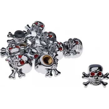 ventilky Kryt na ventilek lebka velká stříbrná 2ks (Čepička na kola skull)