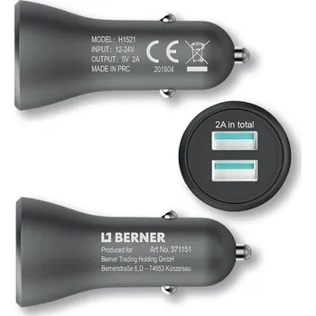 Stykač Berner Autonabíječka 2USB-2A-12/24V 371151