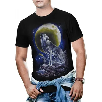 Pánské tričko triko Vlk a měsíc