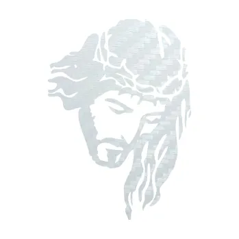 Samolepící dekorace Ježíš 003 pravá (51 - 3D karbon bílý) SAMOLEPKA NA AUTO, NÁLEPKA, FÓLIE, POLEP, TUNING, VLASTNÍ TEXT, TISK, AUTOSAMOLEPKY.cz, POLEPY, OBRÁZEK, LOGO, 3D STICKERS