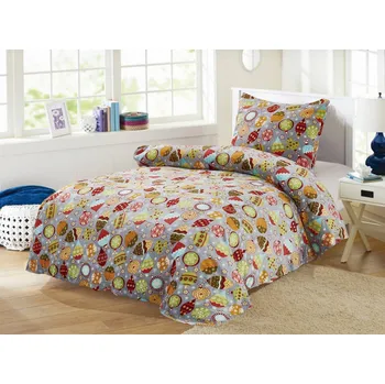 Povlečení Vánoční ozdoby mikroplyšové povlečení šedé 140 x 200, 70 x 90 cm zipový uzávěr