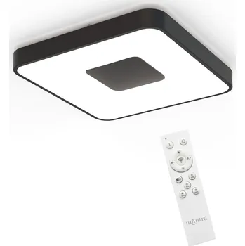 Mantra Coin Square, černé stropní svítidlo s dálkovým ovladačem LED 80W 2700K-5000K, 44x44cm