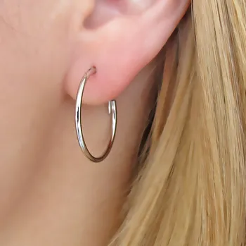 Náušnice Stříbrné náušnice lesklé kroužky 25mm 1,75g Rhodium Stříbro 925/1000