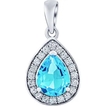 Přívěsek Stříbrný přívěsek BRISA se Swiss Blue Topazem a Brilliance Zirconia JJJ1141PTS