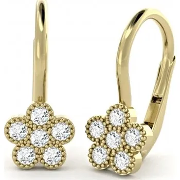 Náušnice Dívčí zlaté náušnice Flow osazené zirkony Materiál šperku: Žluté zlato
