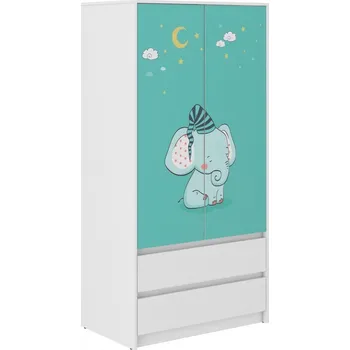 Dětská skříň Dětská šatní skříň s rozkošným slůníkem 180x55x90 cm
