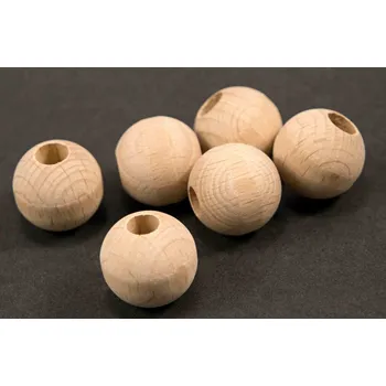 Dětské navlékací korálky Dřevěný korálek - světlé dřevo - průměr 1,8 cm