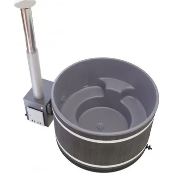 Koupací sud Comfort Steady "M" Kirami Ohřívač: MACU Heater 29 kW, Vnější barva: Noční černá, Vnitřní barva: Antracit - bez LED osvětelní