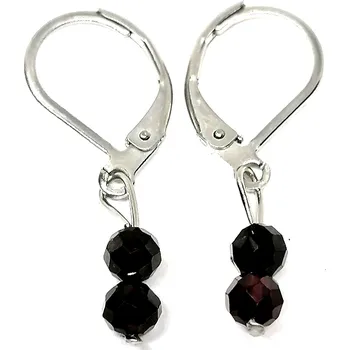 Náušnice Granátové ekluzivní náušnice z chirurgické oceli – elegantní šperk s přírodní silou