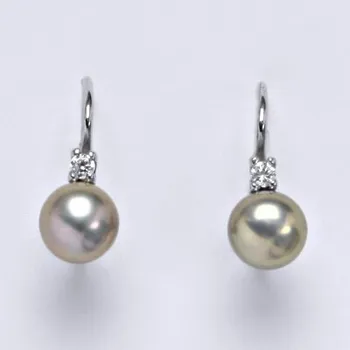 Náušnice Stříbrné náušnice přírodní perla šedá - NK1243 (Stříbrné náušnice s přírodní perlou 6 mm)