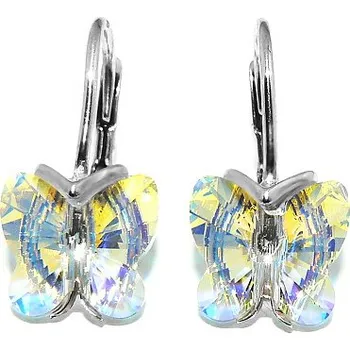 Náušnice Stříbrné náušnice motýlek Swarovski AB - NŠ1307 (Stříbrné náušnice motýlci Swarovski duhové barvy)