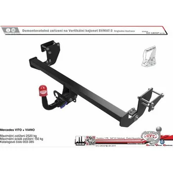 Tažné zařízení Tažné zařízení Mercedes VITO + VIANO serie V-klase 11/2014->2/2024 SV 003-385, SVC GROUP