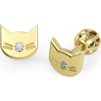 Náušnice Peckové náušnice Animalio Kitty, zlato se zirkonem Materiál šperku: Žluté zlato