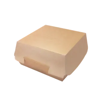 Jednorázové nádobí EcoPack Hamburger box / krabička EKO na hamburger 140x140x70 mm hnědý ideal pack® ba1/60 ks