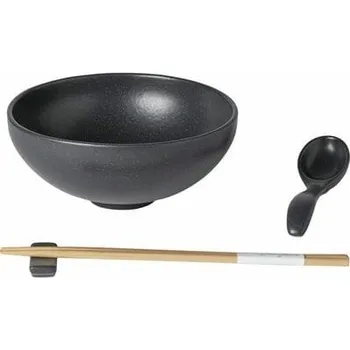 Miska|ramen, lžička, odkladač na hůlky pr.19cm|1L, PACIFICA, šedá (tmavě), set|Casafina by Costa Nova