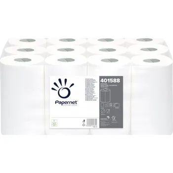 Papírový ručník PAPERNET - Bílý ručník v roli CENTREFEED STANDARD MINI, 1 vrstvý, 117 m, 12 rolí - 401588