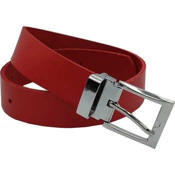 Opasek opaskujse Kožený opasek, červená kůže, lesklá spona, pochromovaná Délka opasku: 80 cm