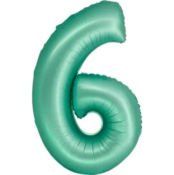 Fóliový balónek číslo 6, matná mintová, 76cm