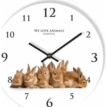 Hodiny Bílé dětské nástěnné hodiny se zajíčky