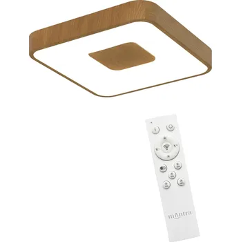 Mantra 7924 Coin Square, stropní svítidlo s dřevěnou povrchovou úpravou a dálkovým ovladačem LED 56W 2700K-5000K, 44x44cm