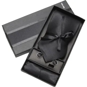 Kravata Amparo Miranda® Dárková sada kravata, kapesníček a manžetové knoflíčky HX101 Black