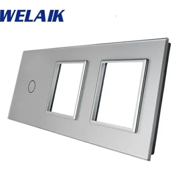 vypínač WELAIK trojnásobný skleněný panel 1+zás+zás - tmavě šedý