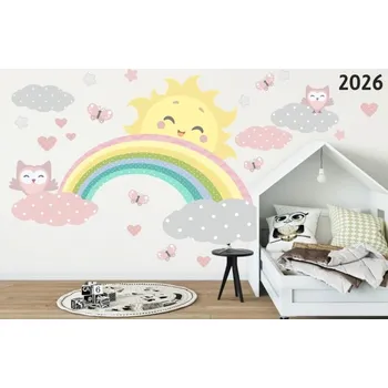 Samolepící dekorace Dětská dekorační nálepka na zeď s motivem sluníčka 100 x 200 cm
