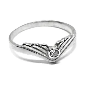 Prsten Stříbrný prsten čirý zirkon - T1027 (Stříbrný prsten vějířek se zirkonem )