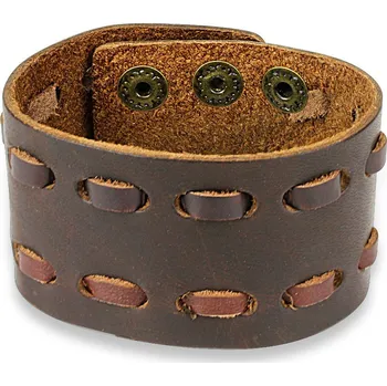 Náramek Steel Edge Kožený náramek SESL0217 Barva: Hnědá