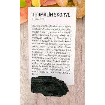 Kartička a minerál - TURMALÍN SKORYL