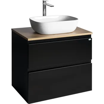 Aqualine ALTAIR skříňka s deskou 68 cm, černá mat/dub emporio