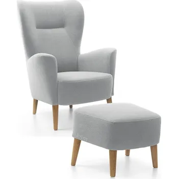 Křeslo Křeslo ušák s podnožkou Next | FUNKČNÍ LÁTKA | modrošedá 70 | nohy buk | AKCE