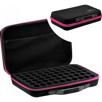 Kosmetická taška Skořepinové pouzdro na 60ks gel laků - černá/růžová